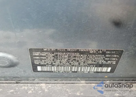 2010 Subaru Forester Xs z USA, uszkodzony, nr VIN JF2SH6BC2AH902083